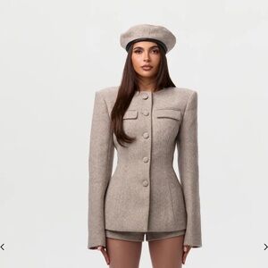 Naked Wardrobe Beige Blazer with Structured Design